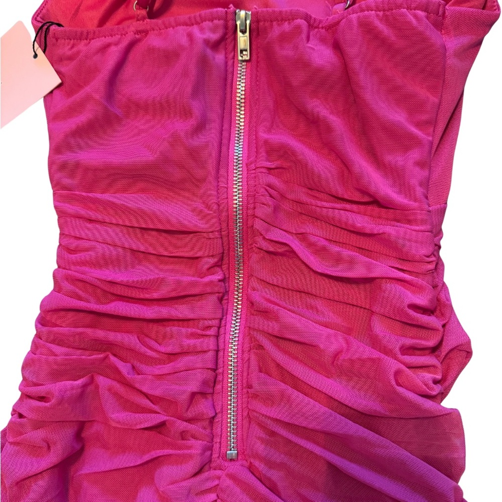 Hello Molly Hot Pink Ruched Dress Elegant - Picture 10 of 10
